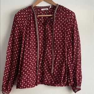 Doen Amina burgandy cotton paisley top